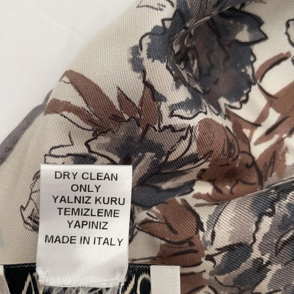 Valentino Petrol blue brown floral square silk scarf